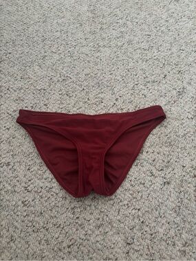 Xhilaration Maroon Bikini Bottom - Ruched Center